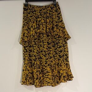 Who What Wear Asymmetrical Skirt in Yellow and Black Floral